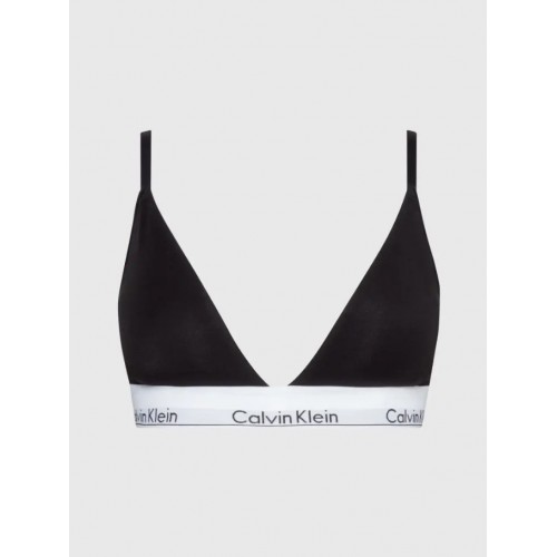 Calvin Klein bralette επενδυμένο σε μαύρο χρώμα με λευκό λάστιχο στο κάτω μέρος. 53%cotton,35%modal,12%elastane QF5650E UB1